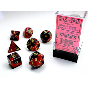 CHESSEX DICE - POLYHEDRAL SET (7) - GEMINI BLACK-RED/GOLD