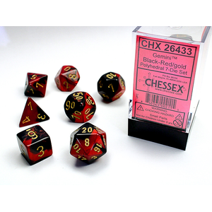 CHESSEX DICE - POLYHEDRAL SET (7) - GEMINI BLACK-RED/GOLD