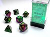 CHESSEX DICE - POLYHEDRAL SET (7) - GEMINI GREEN-PURPLE/GOLD-gaming-The Games Shop