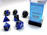 CHESSEX DICE - POLYHEDRAL SET (7) - GEMINI BLACK-BLUE/GOLD-gaming-The Games Shop