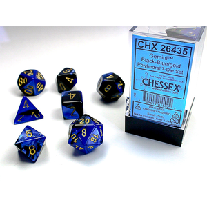 CHESSEX DICE - POLYHEDRAL SET (7) - GEMINI BLACK-BLUE/GOLD