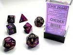 CHESSEX DICE - POLYHEDRAL SET (7) - GEMINI BLACK-PURPLE/GOLD-gaming-The Games Shop