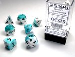 CHESSEX DICE - POLYHEDRAL SET (7) - GEMINI TEAL-WHITE/BLACK-gaming-The Games Shop