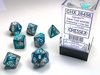 CHESSEX DICE - POLYHEDRAL SET (7) - GEMINI STEAL-TEAL/WHITE-gaming-The Games Shop