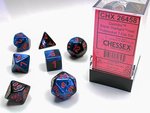 CHESSEX DICE - POLYHEDRAL SET (7) - GEMINI BLACK-STARLIGHT/RED-gaming-The Games Shop