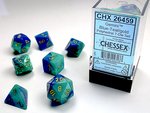 CHESSEX DICE - POLYHEDRAL SET (7) - GEMINI ASTRAL BLUE-TEAL/GOLD-gaming-The Games Shop