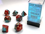 CHESSEX DICE - POLYHEDRAL SET (7) - GEMINI RED-TEAL/GOLD-gaming-The Games Shop