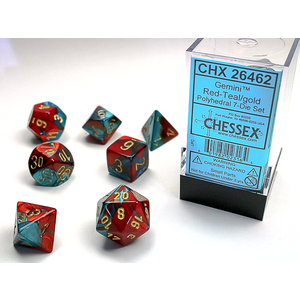 CHESSEX DICE - POLYHEDRAL SET (7) - GEMINI RED-TEAL/GOLD