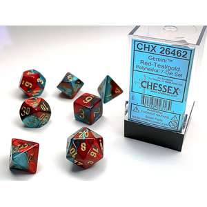 CHESSEX DICE - POLYHEDRAL SET (7) - GEMINI RED-TEAL/GOLD