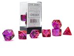 CHESSEX DICE - POLYHEDRAL SET (7) - GEMINI TRANSLUCENT RED-VIOLET/GOLD-gaming-The Games Shop