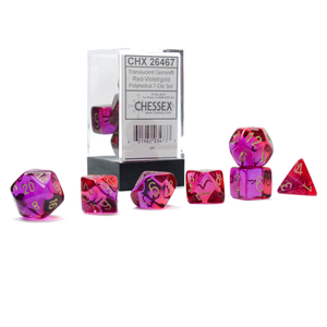 CHESSEX DICE - POLYHEDRAL SET (7) - GEMINI TRANSLUCENT RED-VIOLET/GOLD