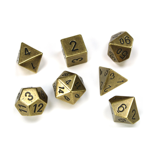 CHESSEX DICE - POLYHEDRAL SET (7) - METAL OLD BRASS