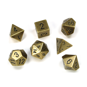 CHESSEX DICE - POLYHEDRAL SET (7) - METAL OLD BRASS