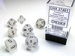 Chessex Dice - Polyhedral Set (7) - Frosted Clear/Black-gaming-The Games Shop