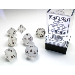 Chessex Dice - Polyhedral Set (7) - Frosted Clear/Black