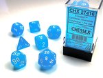 Chessex Dice - Polyhedral Set (7) - Frosted Caribbean Blue/White-gaming-The Games Shop