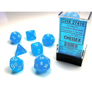 Chessex Dice - Polyhedral Set (7) - Frosted Caribbean Blue/White