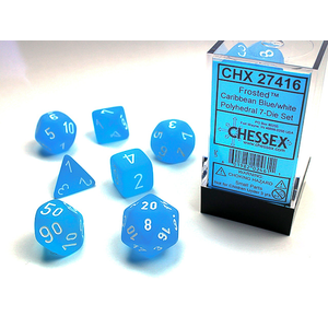 Chessex Dice - Polyhedral Set (7) - Frosted Caribbean Blue/White