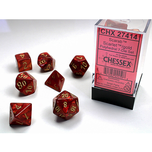Chessex Dice - Polyhedral Set (7) - Scarab Scarlet/Gold