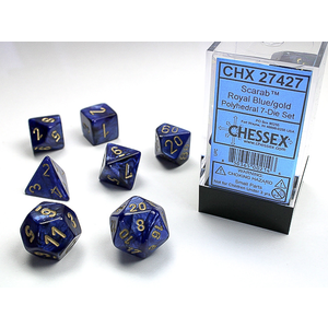 Chessex Dice - Polyhedral Set (7) - Scarab Royal Blue/Gold
