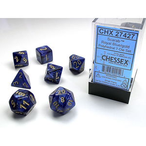 Chessex Dice - Polyhedral Set (7) - Scarab Royal Blue/Gold