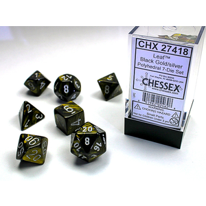 Chessex Dice - Polyhedral Set (7) - Leaf Black Gold Silver
