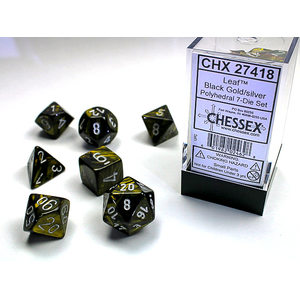 Chessex Dice - Polyhedral Set (7) - Leaf Black Gold Silver