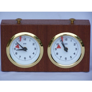 Chess Analogue Clock/Timer - Dark Wood