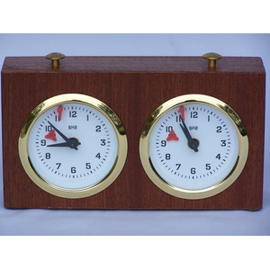 Chess Analogue Clock/Timer - Dark Wood