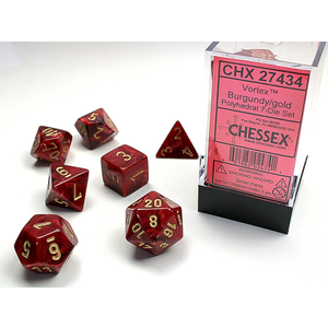 Chessex Dice - Polyhedral Set (7) - Vortex Burgundy/Gold