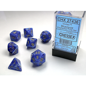 Chessex Dice - Polyhedral Set (7) - Vortex Blue/Gold