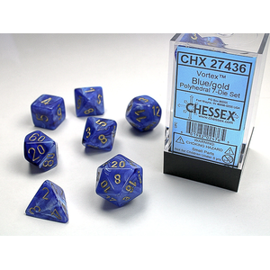 Chessex Dice - Polyhedral Set (7) - Vortex Blue/Gold