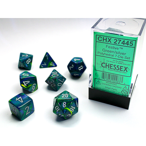 Chessex Dice - Polyhedral Set (7) - Festive Green/Silver