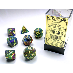 Chessex Dice - Polyhedral Set (7) - Festive Rio/Yellow