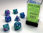 Chessex Dice - Polyhedral Set (7) - Festive Waterlilly/White-gaming-The Games Shop