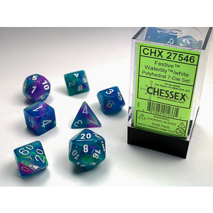 Chessex Dice - Polyhedral Set (7) - Festive Waterlilly/White