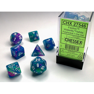 Chessex Dice - Polyhedral Set (7) - Festive Waterlilly/White