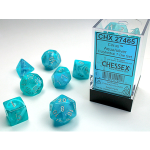 Chessex Dice - Polyhedral Set (7) - Cirrus Aqua/Silver