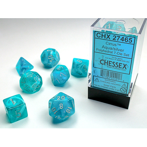 Chessex Dice - Polyhedral Set (7) - Cirrus Aqua/Silver