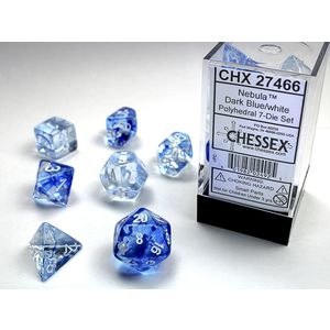 Chessex Dice - Polyhedral Set (7) - Nebula Dark Blue/White