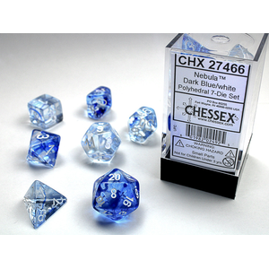 Chessex Dice - Polyhedral Set (7) - Nebula Dark Blue/White