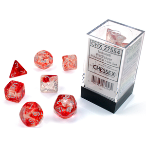 Chessex Dice - Polyhedral Set (7) - Nebula Red/Silver Luminary