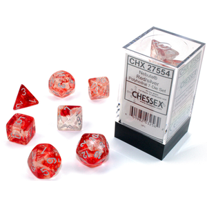 Chessex Dice - Polyhedral Set (7) - Nebula Red/Silver Luminary