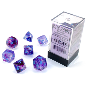 Chessex Dice - Polyhedral Set (7) - Nebula Nocturnal/Blue Luminary