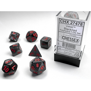 Chessex Dice - Polyhedral Set (7) - Velvet Black/Red