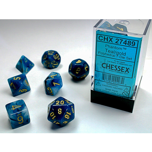 Chessex Dice - Polyhedral Set (7) - Phantom Teal/Gold