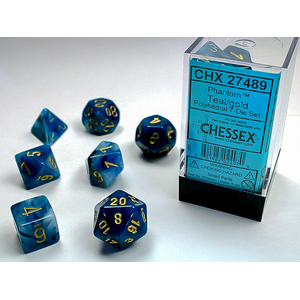 Chessex Dice - Polyhedral Set (7) - Phantom Teal/Gold