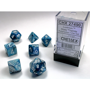 Chessex Dice - Polyhedral Set (7) - Lustrous Slate/White