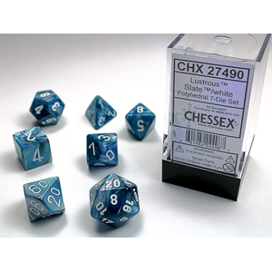 Chessex Dice - Polyhedral Set (7) - Lustrous Slate/White