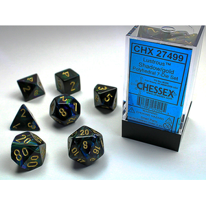 Chessex Dice - Polyhedral Set (7) - Lustrous Shadow/Gold